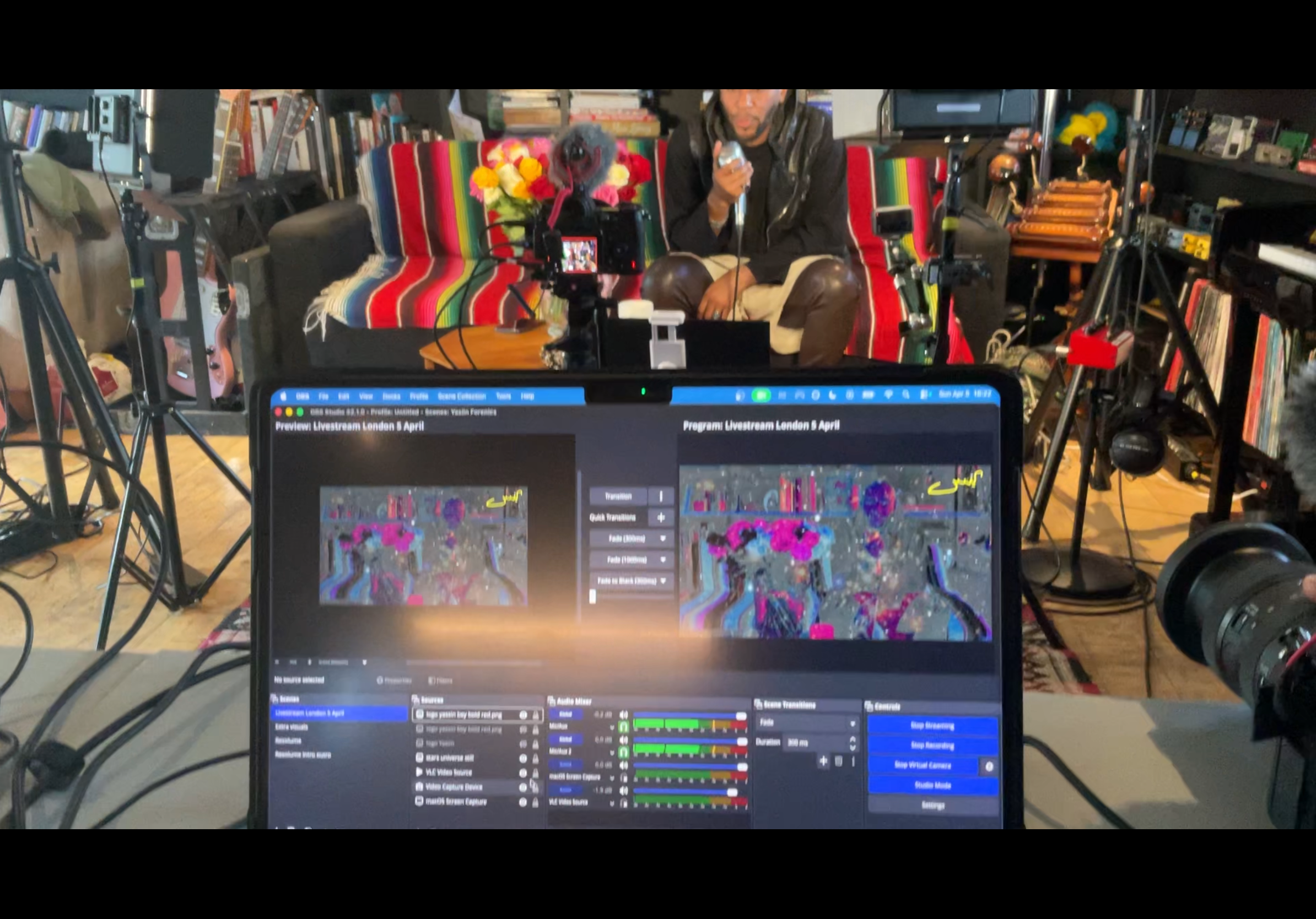 OBS livestream screen during The Local Time Is Always Now production