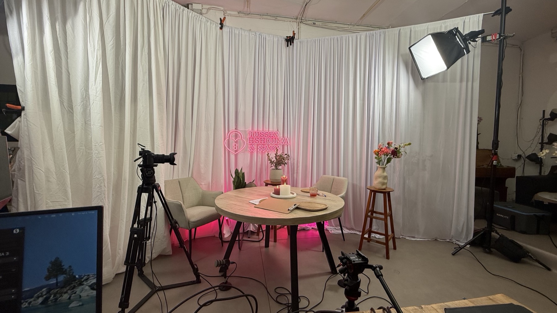 Empty podcast set before recording